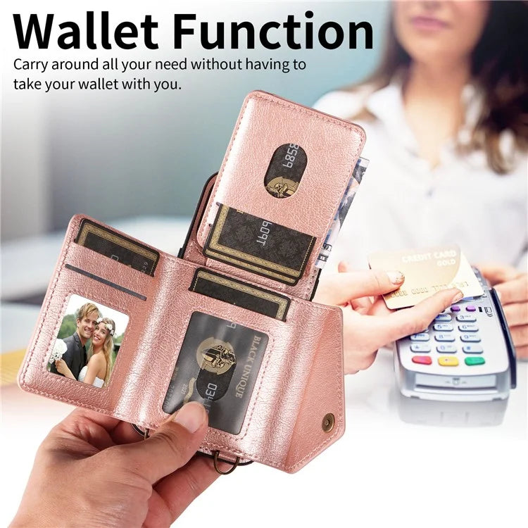 002 For Samsung Galaxy A05s 4G Case Card Holder Kickstand Leather Phone Cover Shoulder Strap