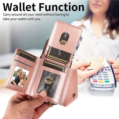 002 For Samsung Galaxy A05s 4G Case Card Holder Kickstand Leather Phone Cover Shoulder Strap