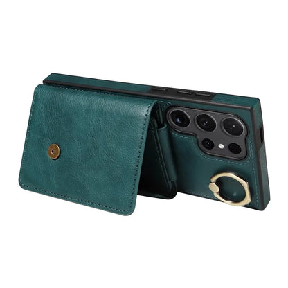 002 For Samsung Galaxy S24 Ultra Case Crossbody Card Holder Leather Phone Cover Ring Kickstand