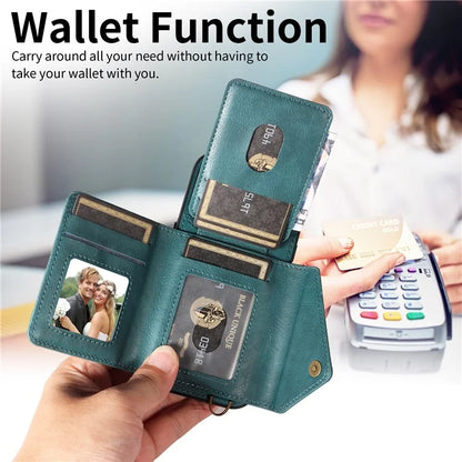 002 For Samsung Galaxy S24 Ultra Case Crossbody Card Holder Leather Phone Cover Ring Kickstand