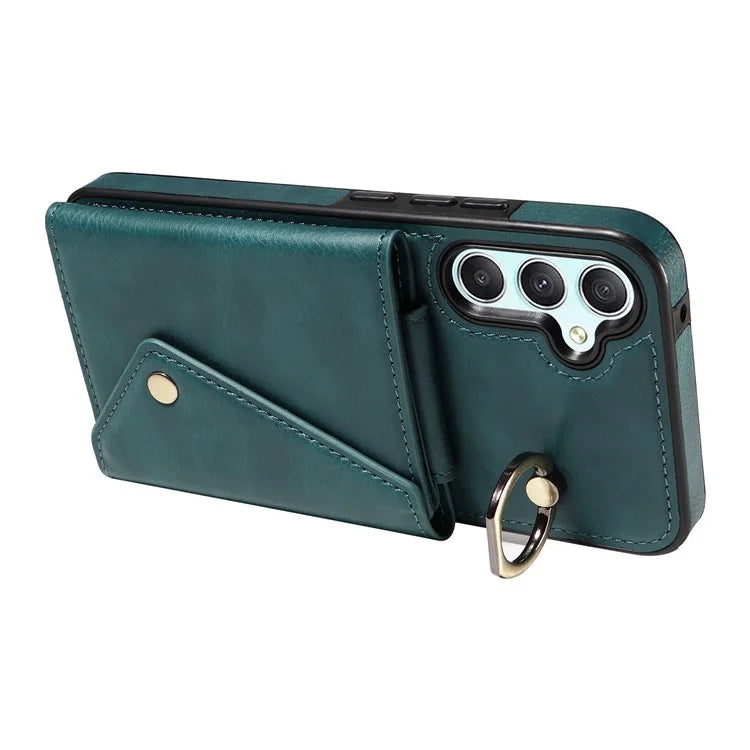 002 For Samsung Galaxy A05 4G Case Card Holder Leather Crossbody Back Cover Anti-Drop Ring Holder