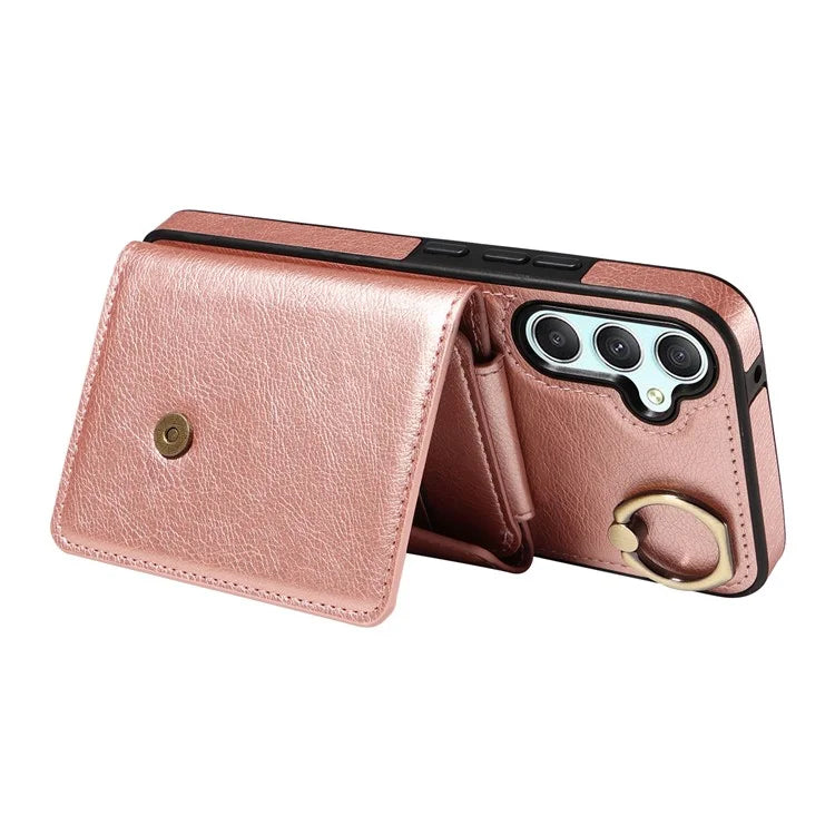 002 For Samsung Galaxy A05 4G Case Card Holder Leather Crossbody Back Cover Anti-Drop Ring Holder