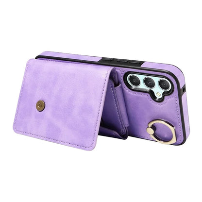 002 For Samsung Galaxy A05 4G Case Card Holder Leather Crossbody Back Cover Anti-Drop Ring Holder