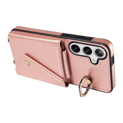 002 For Samsung Galaxy S24 Crossbody Case Leather Phone Cover Finger Ring Holder Kickstand