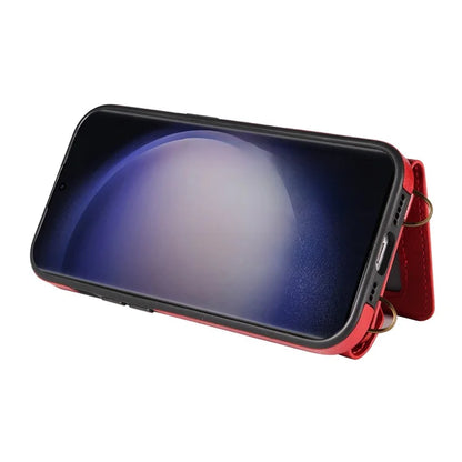 002 For Samsung Galaxy S23 Ultra Case Leather + TPU Crossbody Card Holder Slot Phone Cover