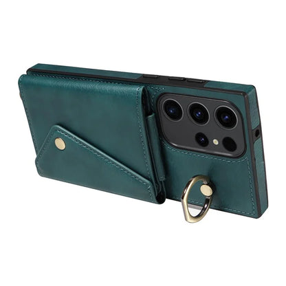 002 For Samsung Galaxy S23 Ultra Case Leather + TPU Crossbody Card Holder Slot Phone Cover