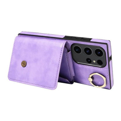 002 For Samsung Galaxy S23 Ultra Case Leather + TPU Crossbody Card Holder Slot Phone Cover