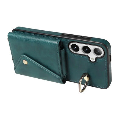 002 For Samsung Galaxy S23 FE Case Card Holder Litchi Texture Leather + TPU Phone Cover Ring Holder Kickstand