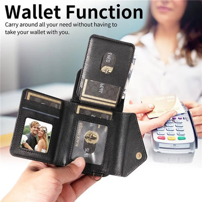 002 For Samsung Galaxy S23 FE Case Card Holder Litchi Texture Leather + TPU Phone Cover Ring Holder Kickstand