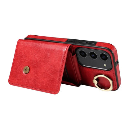 002 For Samsung Galaxy S23 Case Card Holder Leather + TPU Phone Cover with Long Shoulder Strap