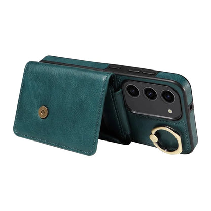 002 For Samsung Galaxy S23 Case Card Holder Leather + TPU Phone Cover with Long Shoulder Strap