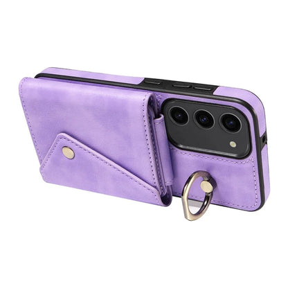 002 For Samsung Galaxy S23 Case Card Holder Leather + TPU Phone Cover with Long Shoulder Strap