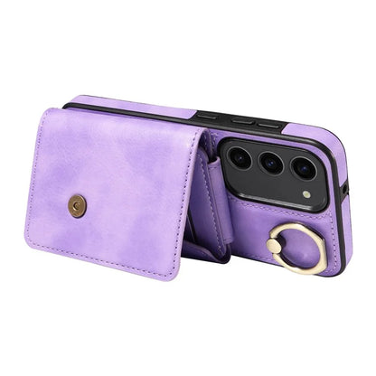 002 For Samsung Galaxy S23 Case Card Holder Leather + TPU Phone Cover with Long Shoulder Strap