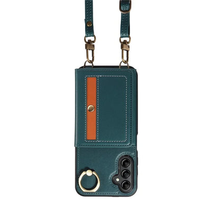 007 For Samsung Galaxy A14 4G / 5G Crossbody Case Card Holder Leather Splicing Phone Cover