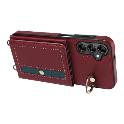 007 For Samsung Galaxy A14 4G / 5G Crossbody Case Card Holder Leather Splicing Phone Cover