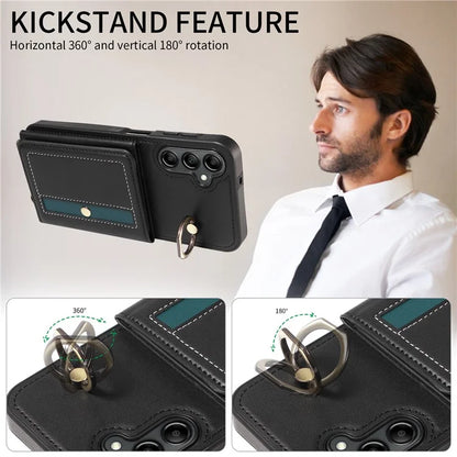 007 For Samsung Galaxy A14 4G / 5G Crossbody Case Card Holder Leather Splicing Phone Cover