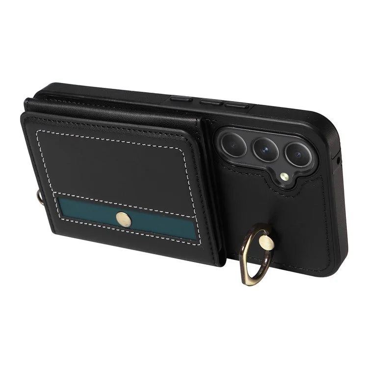 007 For Samsung Galaxy A54 5G Case Leather + TPU Splicing Phone Cover with Crossbody Shoulder Strap