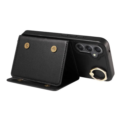 007 For Samsung Galaxy A34 5G Case Calf Texture Leather Phone Back Cover with Lanyard Ring Holder