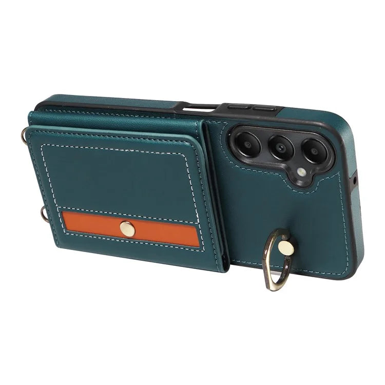 007 For Samsung Galaxy A05s 4G Case Leather Coated TPU Anti-Drop Phone Cover with Crossbody Strap