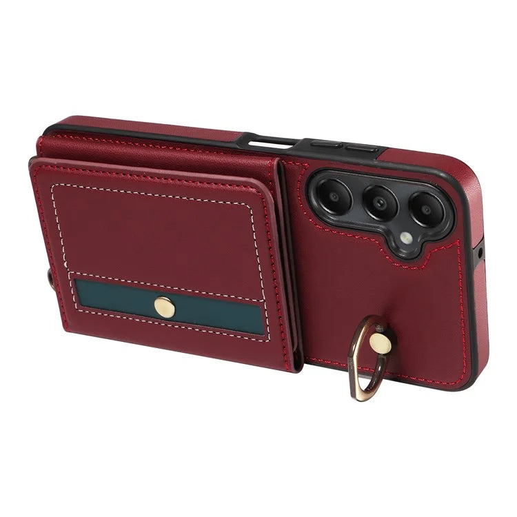 007 For Samsung Galaxy A05s 4G Case Leather Coated TPU Anti-Drop Phone Cover with Crossbody Strap