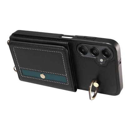 007 For Samsung Galaxy A05s 4G Case Leather Coated TPU Anti-Drop Phone Cover with Crossbody Strap