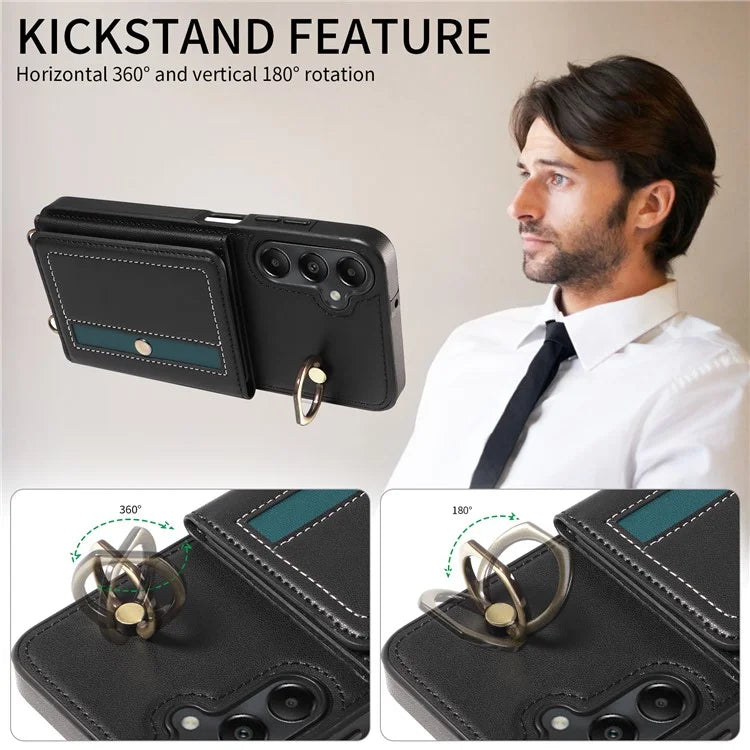 007 For Samsung Galaxy A05s 4G Case Leather Coated TPU Anti-Drop Phone Cover with Crossbody Strap