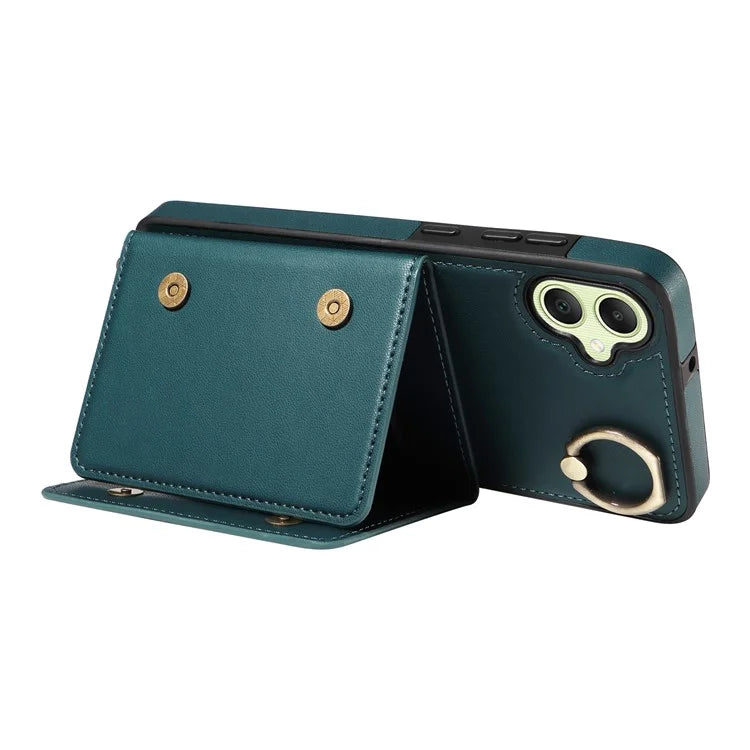 007 For Samsung Galaxy A05 4G Case Shoulder Strap Leather Calf Texture Phone Cover Card Holder