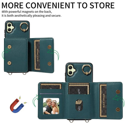 007 For Samsung Galaxy A05 4G Case Shoulder Strap Leather Calf Texture Phone Cover Card Holder