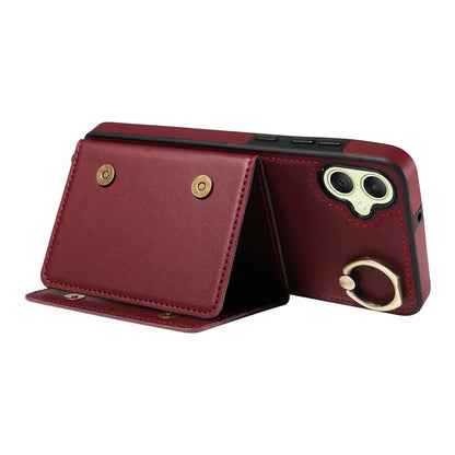 007 For Samsung Galaxy A05 4G Case Shoulder Strap Leather Calf Texture Phone Cover Card Holder