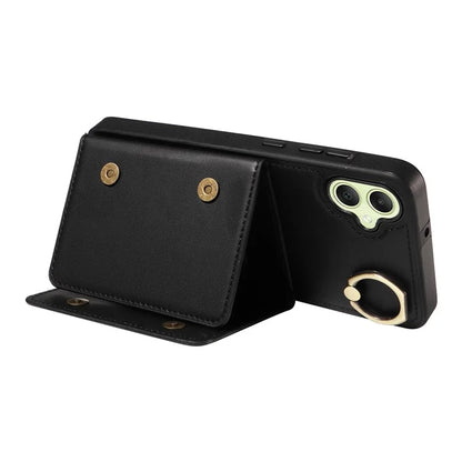 007 For Samsung Galaxy A05 4G Case Shoulder Strap Leather Calf Texture Phone Cover Card Holder