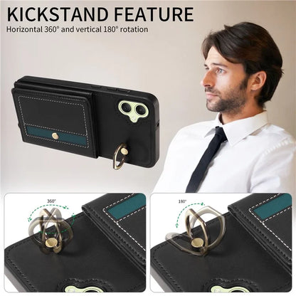 007 For Samsung Galaxy A05 4G Case Shoulder Strap Leather Calf Texture Phone Cover Card Holder