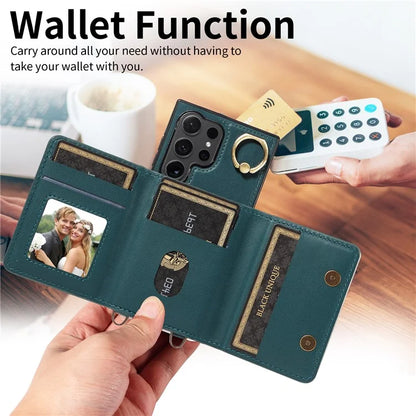 007 For Samsung Galaxy S24 Ultra Crossbody Case Leather Phone Cover Anti-Drop Kickstand