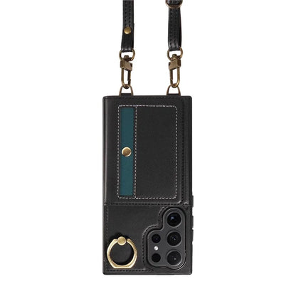 007 For Samsung Galaxy S24 Ultra Crossbody Case Leather Phone Cover Anti-Drop Kickstand