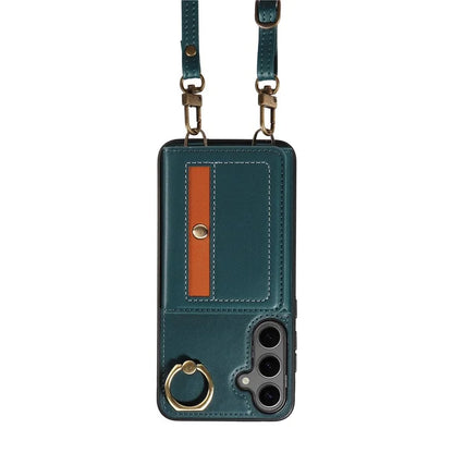 007 For Samsung Galaxy S24+ Crossbody Case Anit-Fall Leather + TPU Splicing Phone Cover