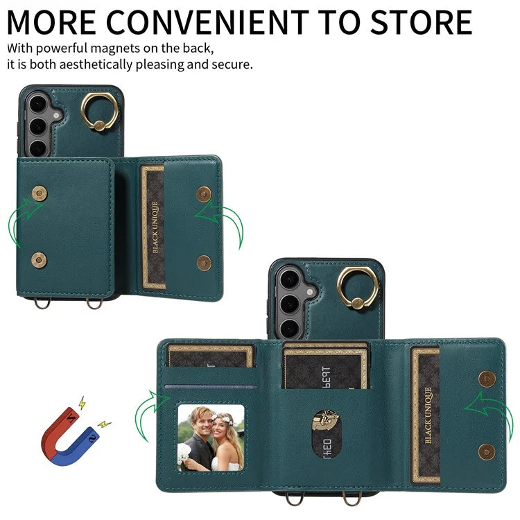 007 For Samsung Galaxy S24+ Crossbody Case Anit-Fall Leather + TPU Splicing Phone Cover