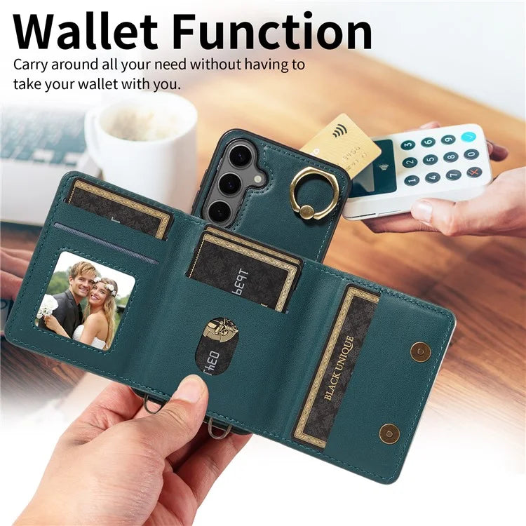 007 For Samsung Galaxy S24+ Crossbody Case Anit-Fall Leather + TPU Splicing Phone Cover