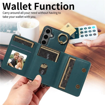 007 For Samsung Galaxy S24+ Crossbody Case Anit-Fall Leather + TPU Splicing Phone Cover