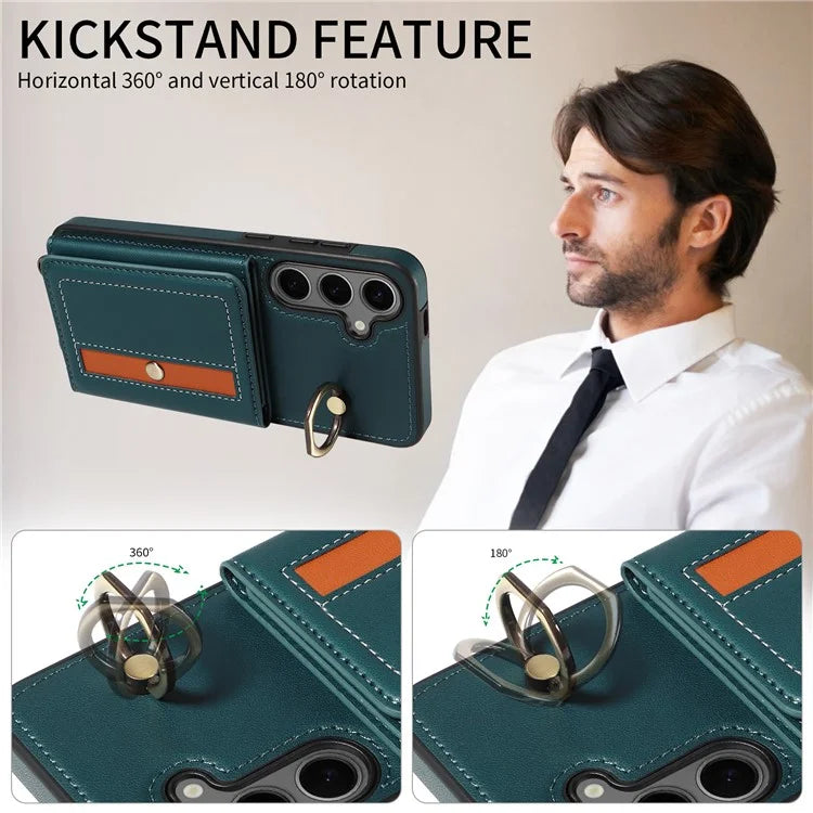 007 For Samsung Galaxy S24+ Crossbody Case Anit-Fall Leather + TPU Splicing Phone Cover