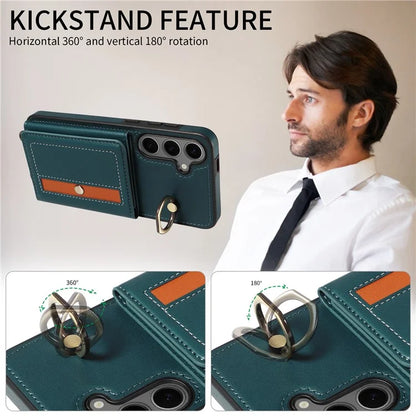 007 For Samsung Galaxy S24+ Crossbody Case Anit-Fall Leather + TPU Splicing Phone Cover