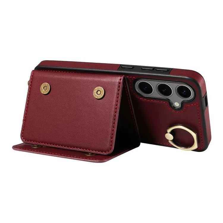 007 For Samsung Galaxy S24+ Crossbody Case Anit-Fall Leather + TPU Splicing Phone Cover