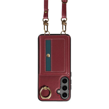 007 For Samsung Galaxy S24+ Crossbody Case Anit-Fall Leather + TPU Splicing Phone Cover