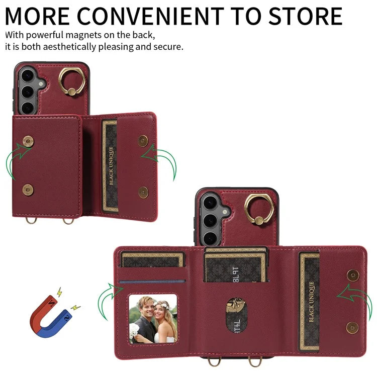 007 For Samsung Galaxy S24+ Crossbody Case Anit-Fall Leather + TPU Splicing Phone Cover