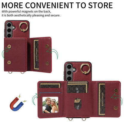 007 For Samsung Galaxy S24+ Crossbody Case Anit-Fall Leather + TPU Splicing Phone Cover