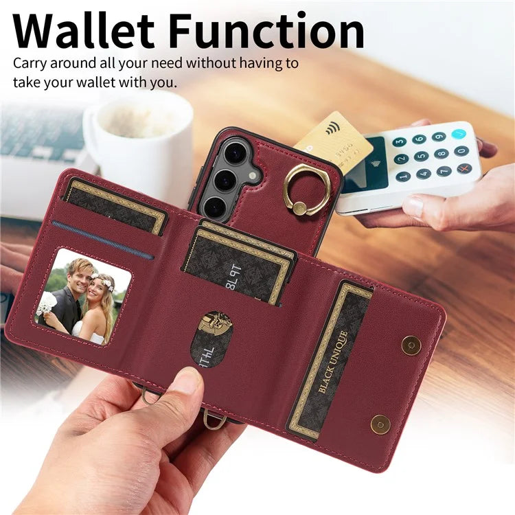 007 For Samsung Galaxy S24+ Crossbody Case Anit-Fall Leather + TPU Splicing Phone Cover