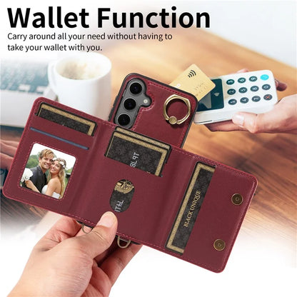 007 For Samsung Galaxy S24+ Crossbody Case Anit-Fall Leather + TPU Splicing Phone Cover