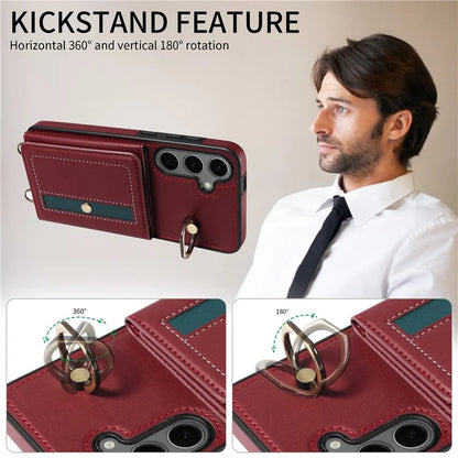 007 For Samsung Galaxy S24+ Crossbody Case Anit-Fall Leather + TPU Splicing Phone Cover