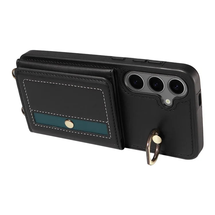 007 For Samsung Galaxy S24+ Crossbody Case Anit-Fall Leather + TPU Splicing Phone Cover