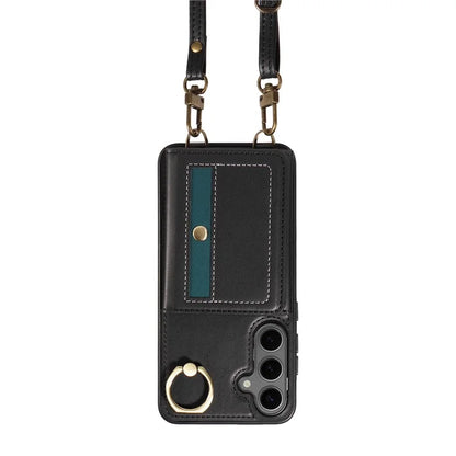 007 For Samsung Galaxy S24+ Crossbody Case Anit-Fall Leather + TPU Splicing Phone Cover