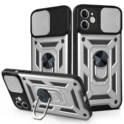 For iPhone 11 Case with Slide Camera Lid PC+TPU Kickstand Phone Cover