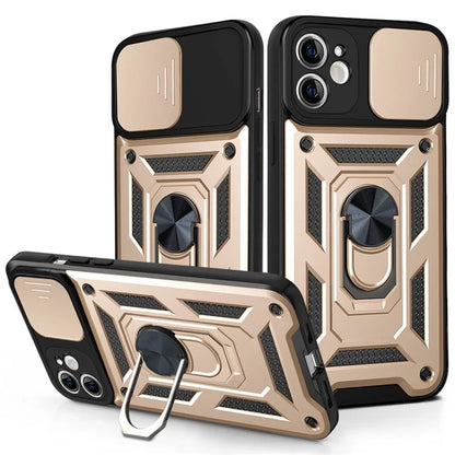 For iPhone 11 Case with Slide Camera Lid PC+TPU Kickstand Phone Cover